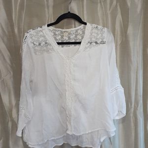 Style & Co White Blouse w Lace